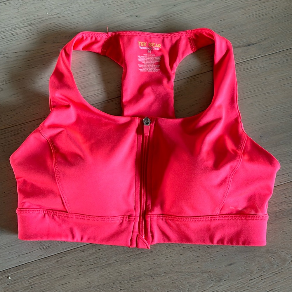 Tek Gear Padded Zip Up Athletic Bra Size M